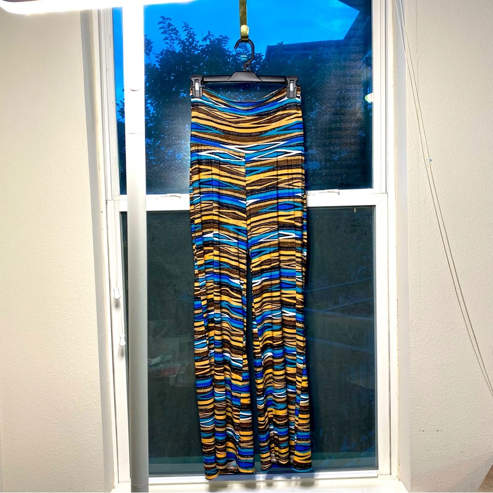 AZULES XL Urban Design Fold Band Boho Flare Leg Palazzo Slacks